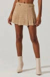 Astr The Label Bronwyn Pleated Tweed Miniskort In Camel