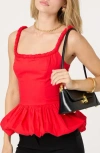 Astr The Label Bubble Peplum Cotton Camisole In Red