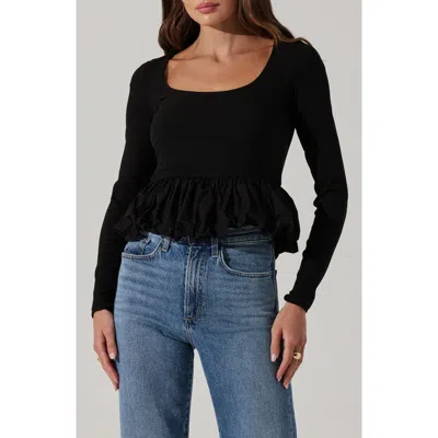 Astr The Label Bubble Peplum Top In Black