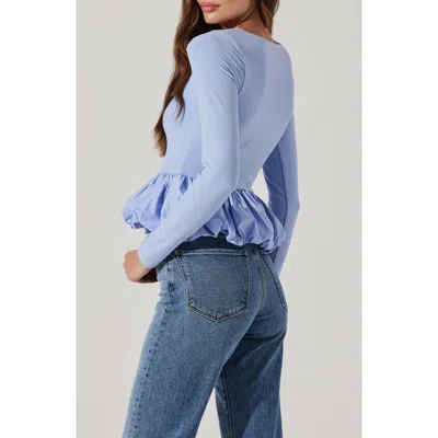 Astr The Label Bubble Peplum Top In Blue