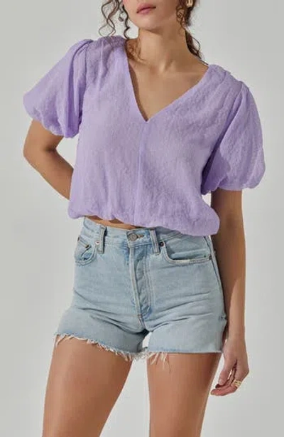 Astr The Label Bubble Sleeve Gauze Top In Lavender