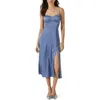 Astr Bustier Satin Dress In Slate Blue