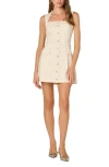 Astr The Label Button Front Stretch Cotton Minidress In White