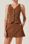 Astr The Label Button-up Vest In Brown