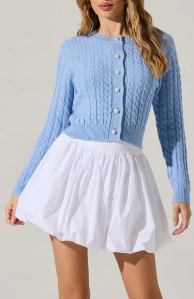 Astr The Label Cable Stitch Cardigan In Blue