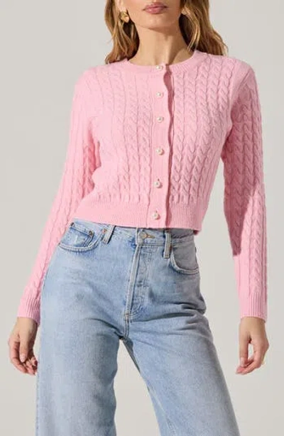 Astr The Label Cable Stitch Cardigan In Pink