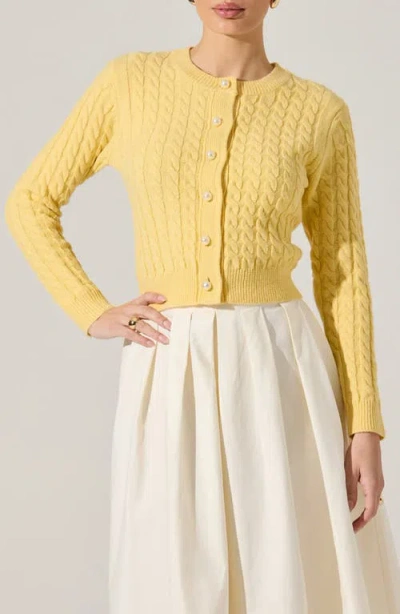 Astr The Label Cable Stitch Cardigan In Yellow
