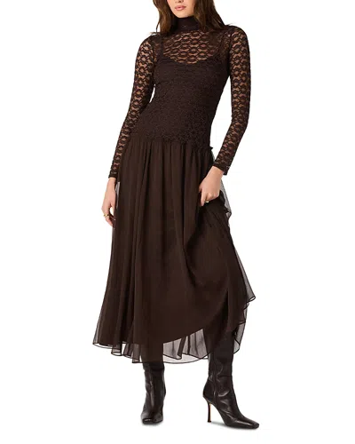 Astr The Label Camila Mixed Media Maxi Dress In Brown