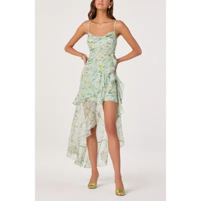 Astr The Label Candace Floral High Low Dress In Green