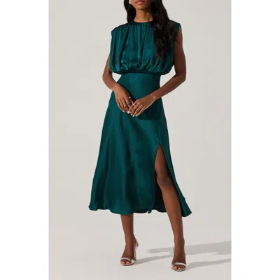 Astr The Label Cap Sleeve Satin Dress In Green