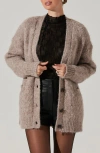 Astr The Label Carli Fuzzy Longline Cardigan In Taupe