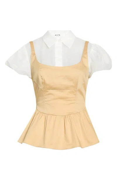 Astr The Label Carrington Layered Peplum Top In Yellow