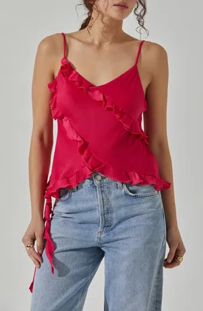 Astr The Label Cascading Ruffle Tank In Hot Pink