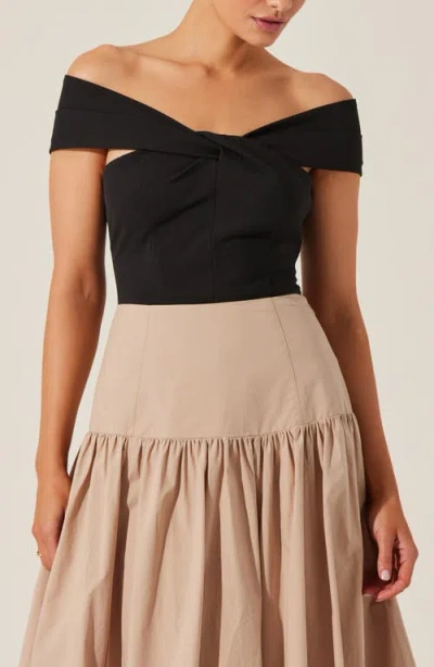 Astr The Label Cathering Off The Shoulder Top In Black