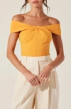Astr The Label Cathering Off The Shoulder Top In Orange