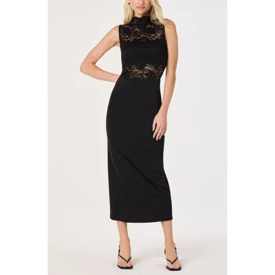 Astr The Label Cathia Lace Bodice Midi Dress In Black