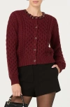 Astr The Label Cathryn Embellished Cardigan In Burgundy