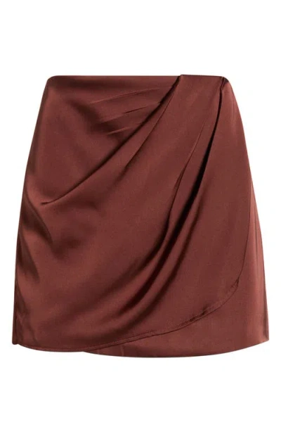 Astr The Label Catrina Satin Miniskirt In Brown