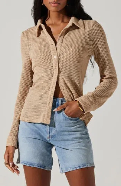 Astr The Label Celestia Button-up Top In Nude