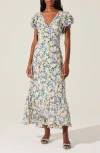 Astr The Label Celestine Floral Flutter Sleeve Maxi Dress