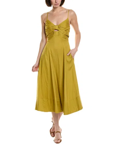 Astr The Label Celina Linen-blend Midi Dress In Green