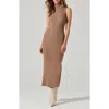 Astr The Label Channary Rib Midi Sweater Dress In Chestnut