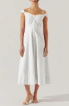 Astr The Label Charelin Off The Shoulder Linen Blend Midi Sundress In White