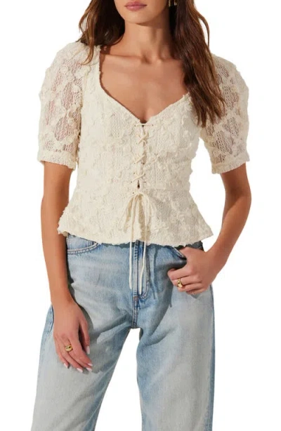 Astr The Label Cherian Floral Lace Top In Cream