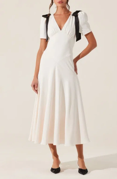 Astr The Label Ciela Bow Sleeve Midi Dress In Cream