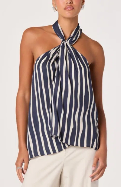 Astr The Label Cira Striped Halter Top In Blue