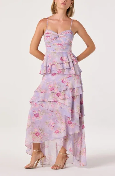 Astr The Label Coline Floral High-low Dress In Purple