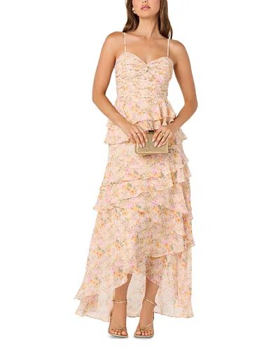 Astr The Label Coline Tiered Ruffled High/low Dress In Neutral