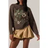 Astr The Label Conetta Floral Fuzzy Sweater In Brown