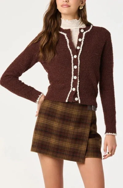Astr The Label Contrast Stitch Cardigan In Brown