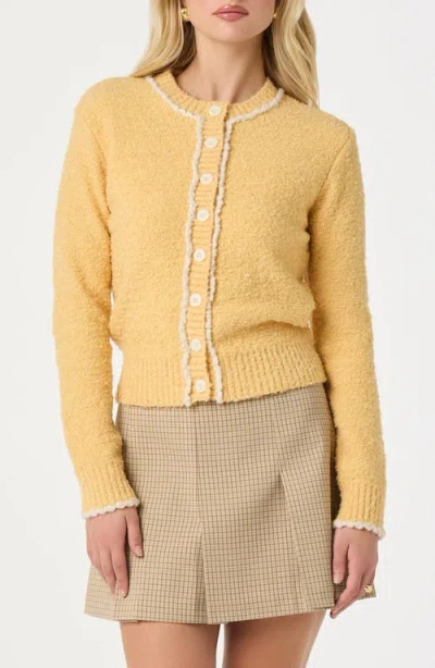Astr The Label Contrast Stitch Cardigan In Yellow