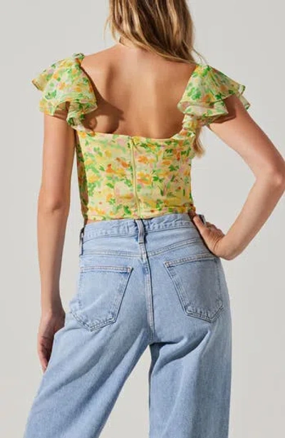 Astr The Label Corazon Floral Corset Top In Yellow Green Multi
