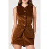 Astr The Label Corduroy Button-up Cutaway Vest In Brown