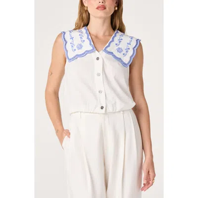 Astr The Label Corinne Embroidered Button-up Shirt In White