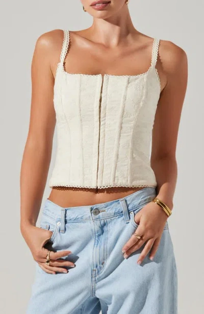 Astr The Label Corset Embroidered Floral Top In Vintage Cream