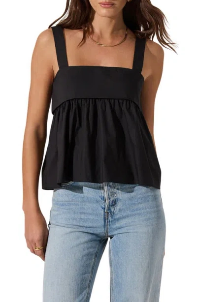 Astr The Label Cotton Babydoll Tank In Black