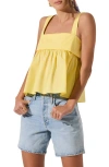 Astr The Label Cotton Babydoll Tank In Lemon Yellow