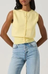 Astr The Label Cotton Button-up Sweater Vest In Lemon Yellow