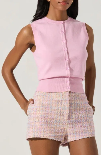 Astr The Label Cotton Button-up Sweater Vest In Pink