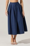 Astr The Label Cotton Midi Skirt In Navy