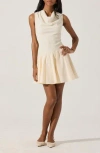 Astr The Label Cowl Neck Mixed Media Minidress In White