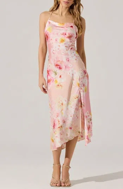 Astr The Label Cowl Neck Slipdress In Pink Multi Floral