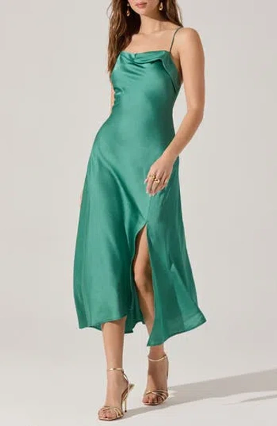 Astr The Label Cowl Neck Slipdress In Green