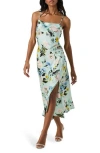 Astr The Label Cowl Neck Slipdress In Turquoise Floral