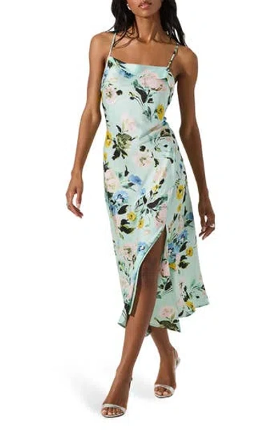 Astr The Label Cowl Neck Slipdress In Turquoise Floral