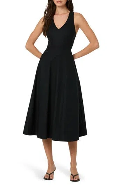 Astr The Label Cross Back Sleeveless Midi Dress In Black